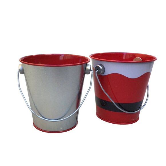 SET OF 2 - 10"CHRISTMAS MINI BUCKETS CHRISTMAS DECORATION - Picture 3 of 5